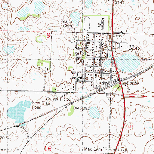 Topographic Map of Max, ND