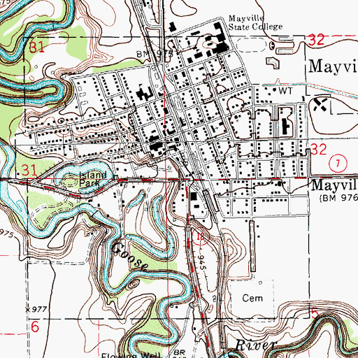 Topographic Map of Mayville, ND