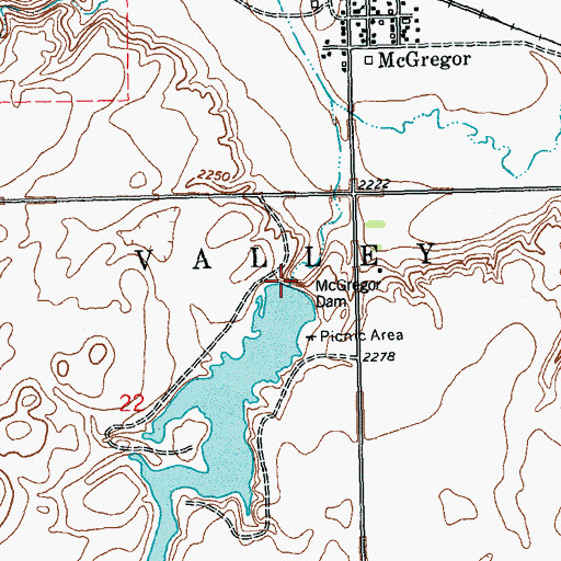 Topographic Map of McGregor Dam, ND