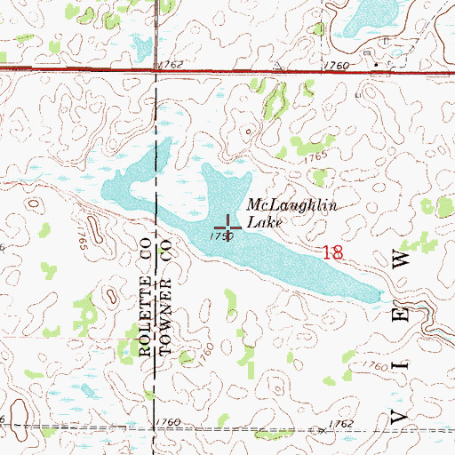 Topographic Map of McLaughlin Lake, ND