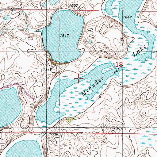 Topographic Map of Meander Lake, ND