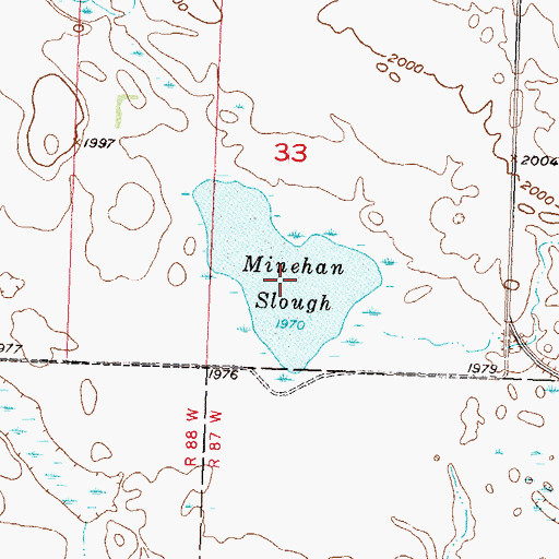 Topographic Map of Minehan Slough, ND
