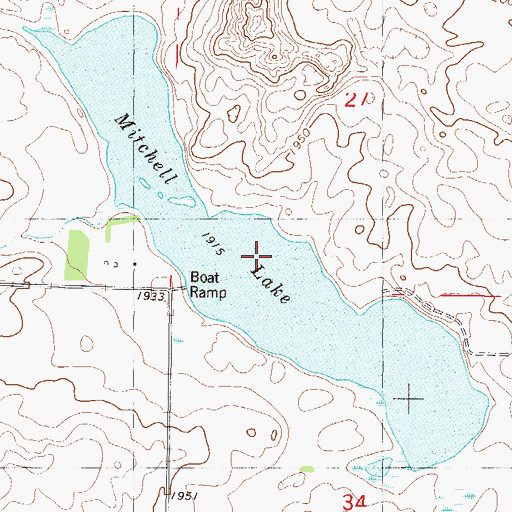Topographic Map of Mitchell Lake, ND
