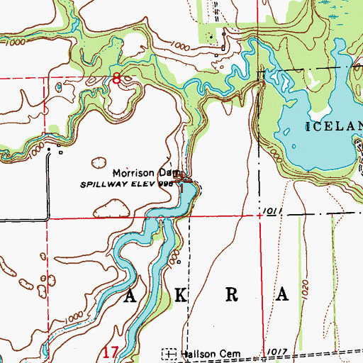 Topographic Map of Morrison Dam, ND