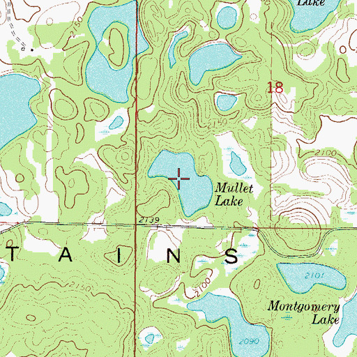 Topographic Map of Mullet Lake, ND