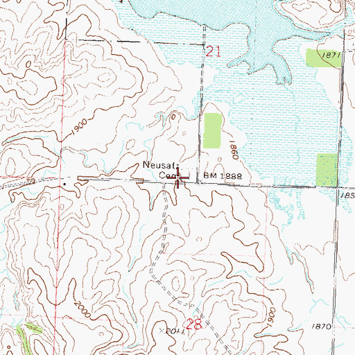 Topographic Map of Ree Cemetery, ND
