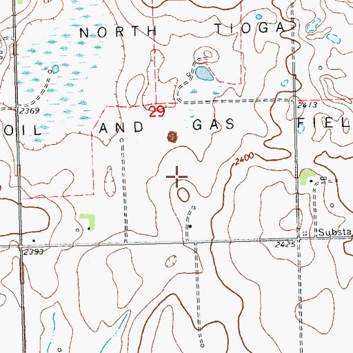 Topographic Map of North Tioga Oil and Gas Field, ND