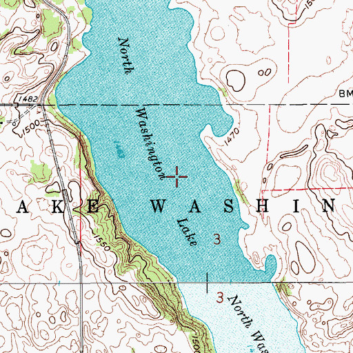 Topographic Map of North Washington Lake, ND