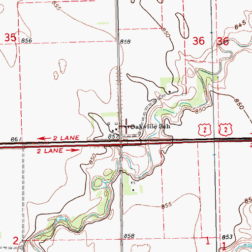 Topographic Map of Oakville School, ND
