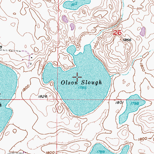 Topographic Map of Olson Slough, ND
