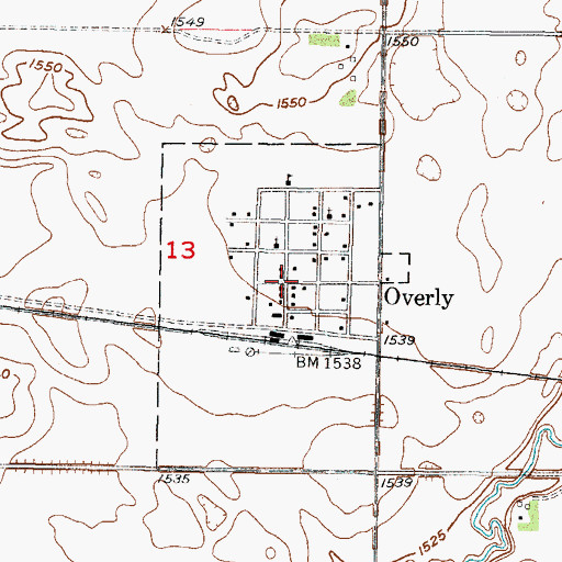 Topographic Map of Overly, ND