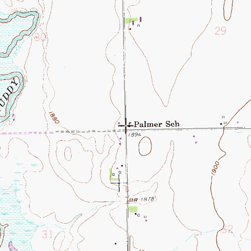 Topographic Map of Palmer School, ND