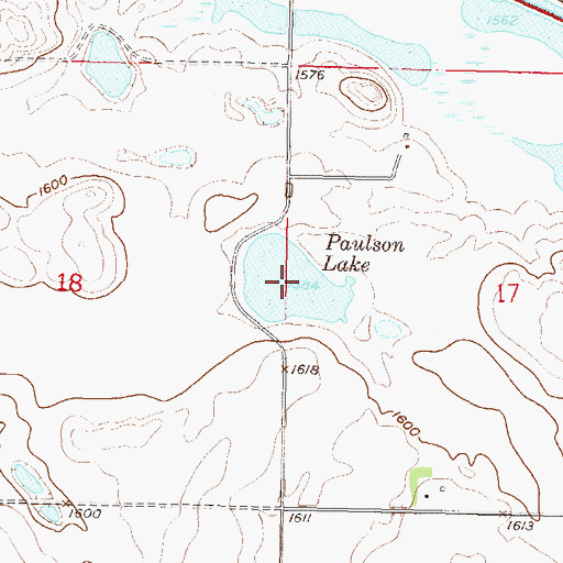 Topographic Map of Paulson Lake, ND