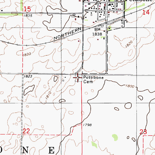 Topographic Map of Pettibone Bethlehem Cemetery, ND