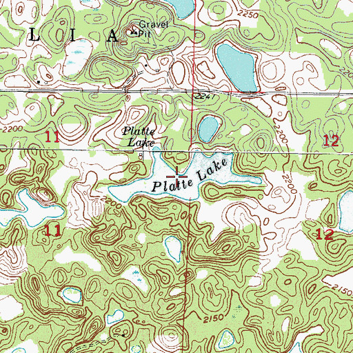 Topographic Map of Platte Lake, ND