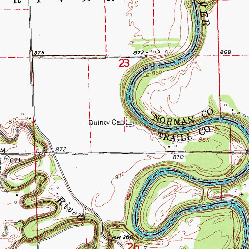 Topographic Map of Quincy Cemetery, ND