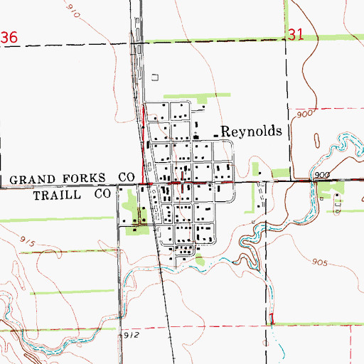 Topographic Map of Reynolds, ND