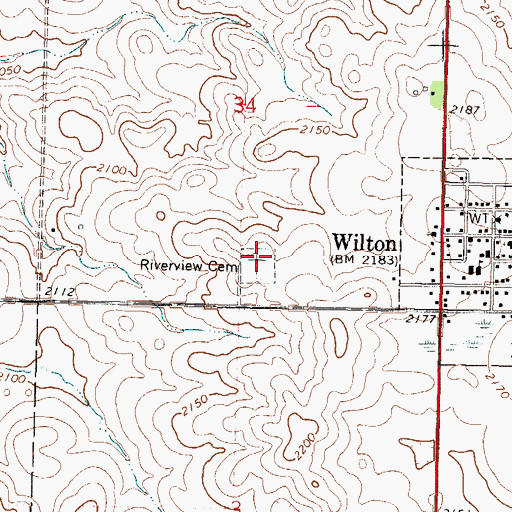Topographic Map of Riverview Cemetery, ND