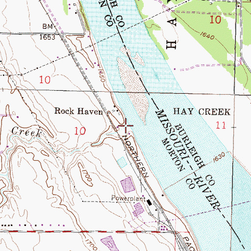 Topographic Map of Rock Haven Creek, ND