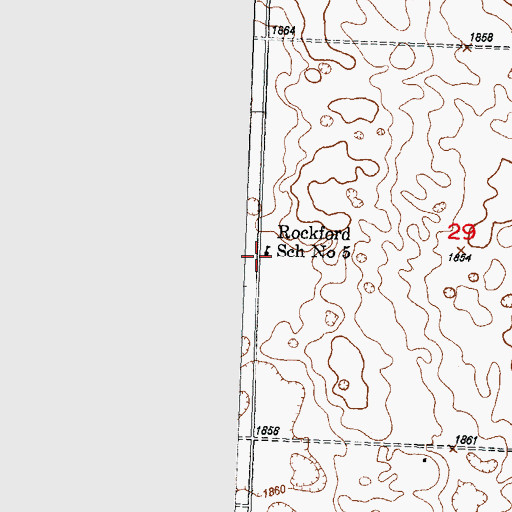 Topographic Map of Rockford School Number 5, ND