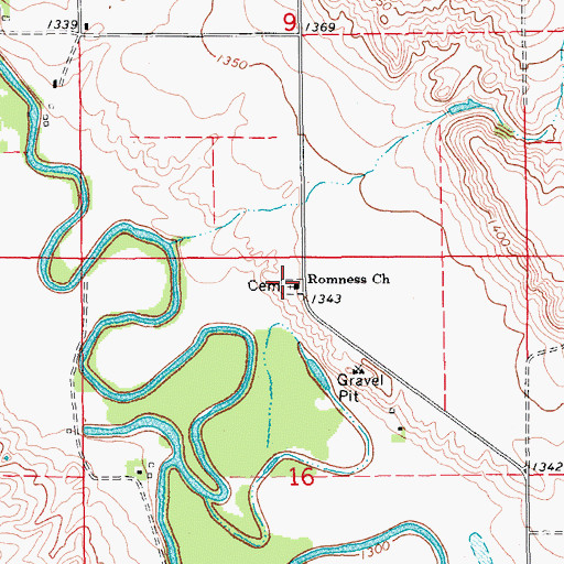 Topographic Map of Romness Church, ND