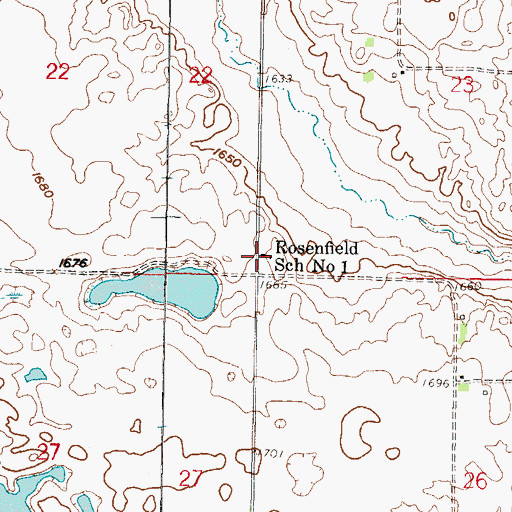 Topographic Map of Rosenfield School Number 1, ND