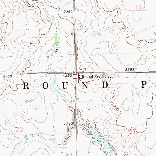 Topographic Map of Round Prairie Elementary School, ND