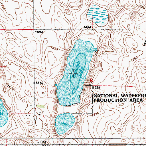 Topographic Map of Rudolph Lake, ND