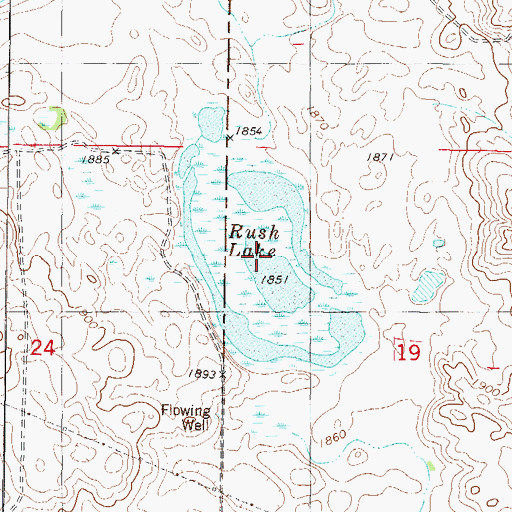 Topographic Map of Rush Lake, ND