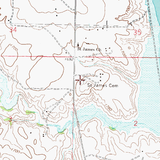 Topographic Map of Saint James Episcopal Cemetery, ND
