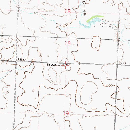 Topographic Map of Saint Johns Church, ND