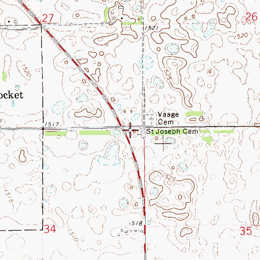 Topographic Map of Saint Joseph Cemetery, ND