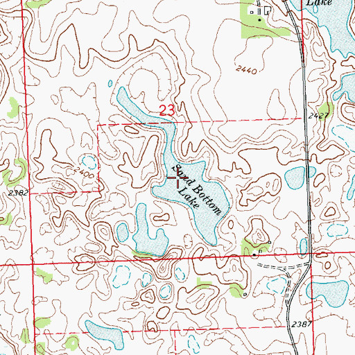 Topographic Map of Sand Bottom Lake, ND