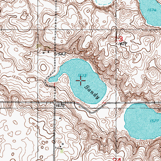 Topographic Map of Sandy Lakes, ND