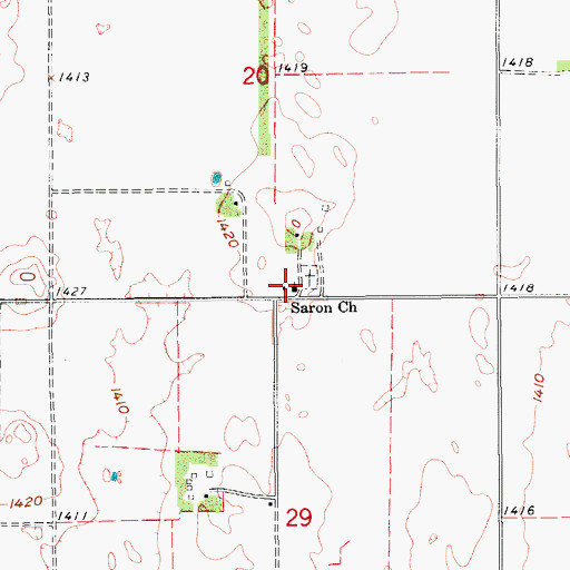 Topographic Map of Saron Church, ND