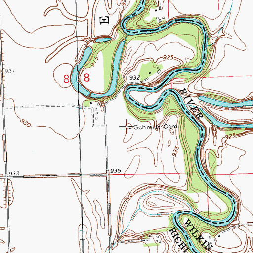 Topographic Map of Schmitt Cemetery, ND