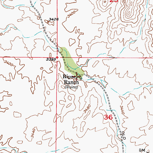 Topographic Map of Ripsey Ranch, AZ