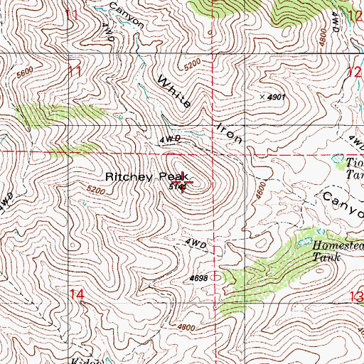 Topographic Map of Ritchey Peak, AZ