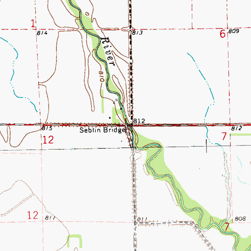 Topographic Map of Seblin Bridge, ND