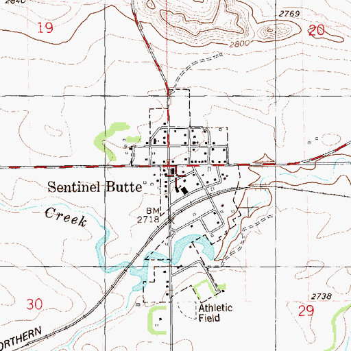Topographic Map of Sentinel Butte, ND