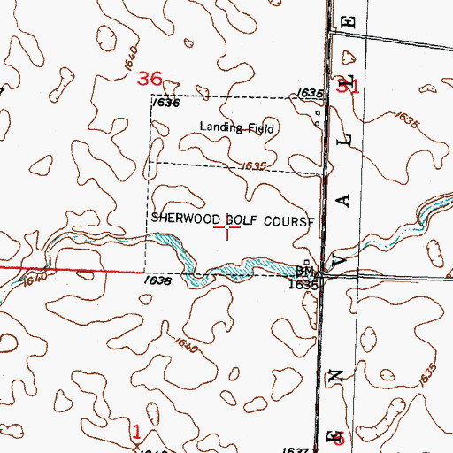Topographic Map of Sherwood Golf Course, ND