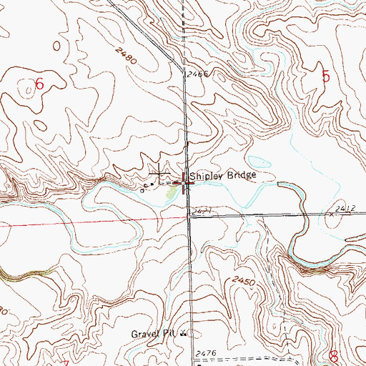 Topographic Map of Shipley Bridge, ND