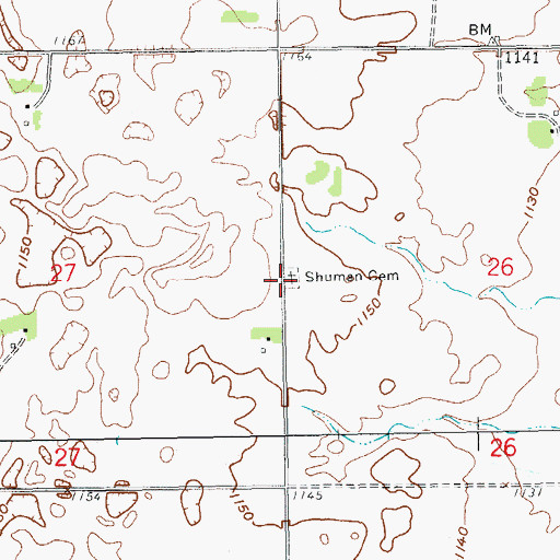 Topographic Map of Shuman Cemetery, ND