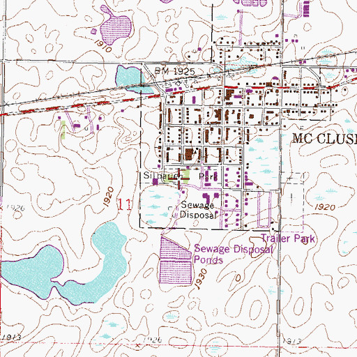 Topographic Map of Silbaugh Park, ND