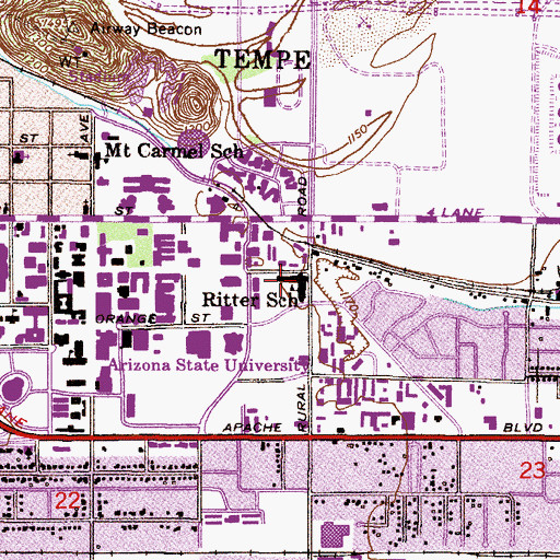 Topographic Map of Ritter School, AZ