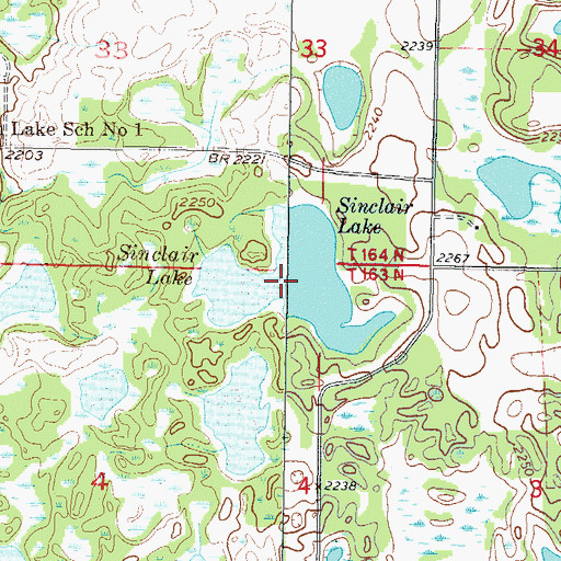 Topographic Map of Sinclair Lake, ND