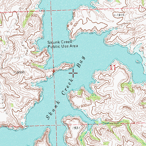 Topographic Map of Skunk Creek Bay, ND