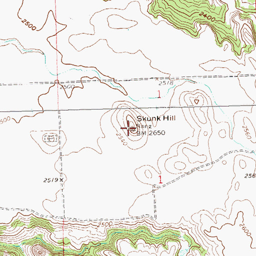 Topographic Map of Skunk Hill, ND