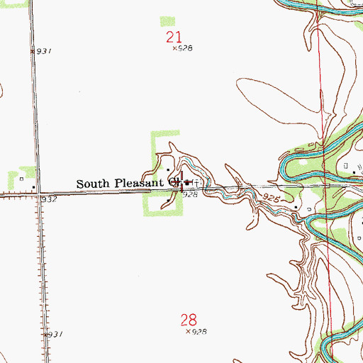 Topographic Map of South Pleasant Church, ND