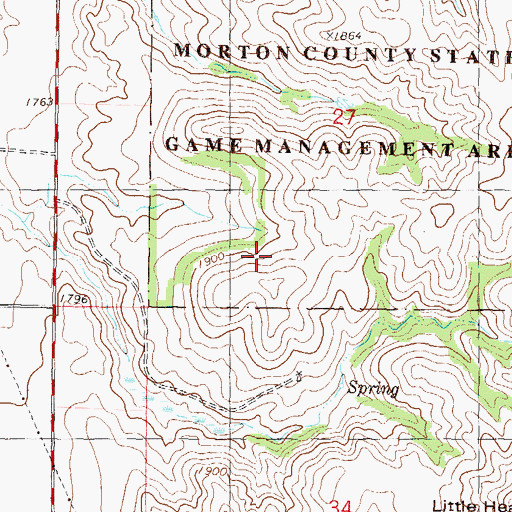 Topographic Map of Southeast Branch Little Heart River, ND